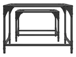 Mesa De Centro| Mesas de centro encastrar 2 pcs c/ tampo vidro aço PT378802 Transparente