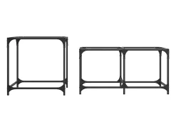 Mesas de centro encastrar 2 pcs c/ tampo vidro aço PT699983^ Mesa De Centro