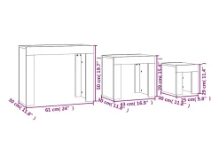 Mesa De Centro* Mesas de encaixar 3 pcs contraplacado carvalho sonoma Castanho