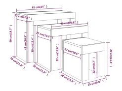 Mesa De Centro| Mesas de encaixar 3 pcs derivados de madeira carvalho fumado Castanho