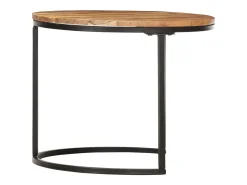 Mesa De Centro| Mesas de encaixar 3 pcs madeira de acácia maciça Castanho