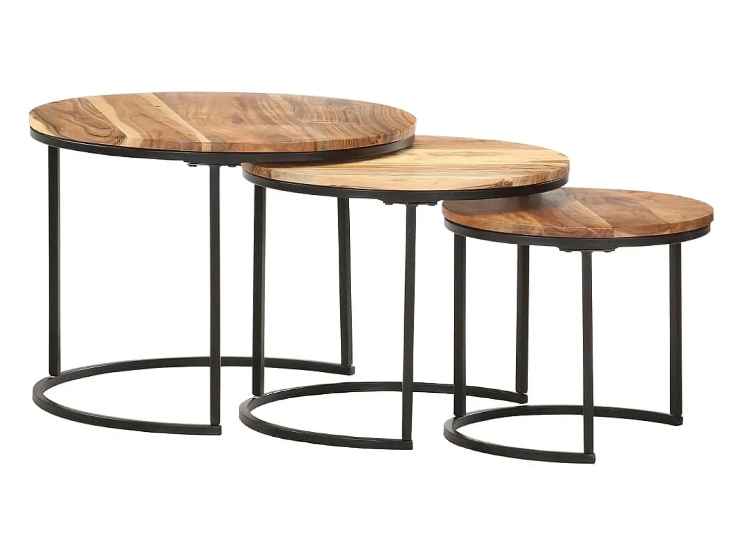 Mesa De Centro| Mesas de encaixar 3 pcs madeira de acácia maciça Castanho
