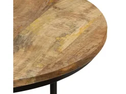 Mesa De Centro| Mesas de encaixar 3 pcs madeira de mangueira áspera Castanho