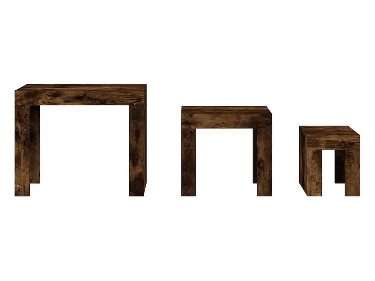 Mesa De Centro|vidaxl Mesas de encastrar 3 pcs derivados de madeira carvalho fumado Natural claro