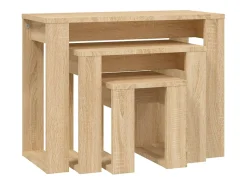 Mesa De Centro*vidaxl Mesas de encastrar 3 pcs madeira processada cor carvalho sonoma Natural claro