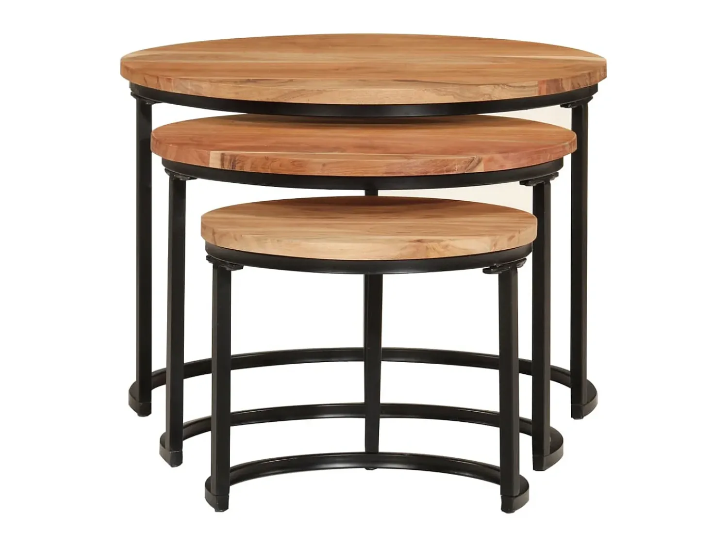 Mesa De Centro* Mesas de encastrar 3 pcs madeira de acácia maciça PT438022 Castanho