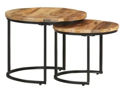 Mesa De Centro|vidaxl Mesas de encastrar 2 pcs madeira de mangueira áspera Natural claro