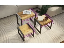 Best vidaxl Mesas de encastrar 3 pcs madeira maciça Natural claro