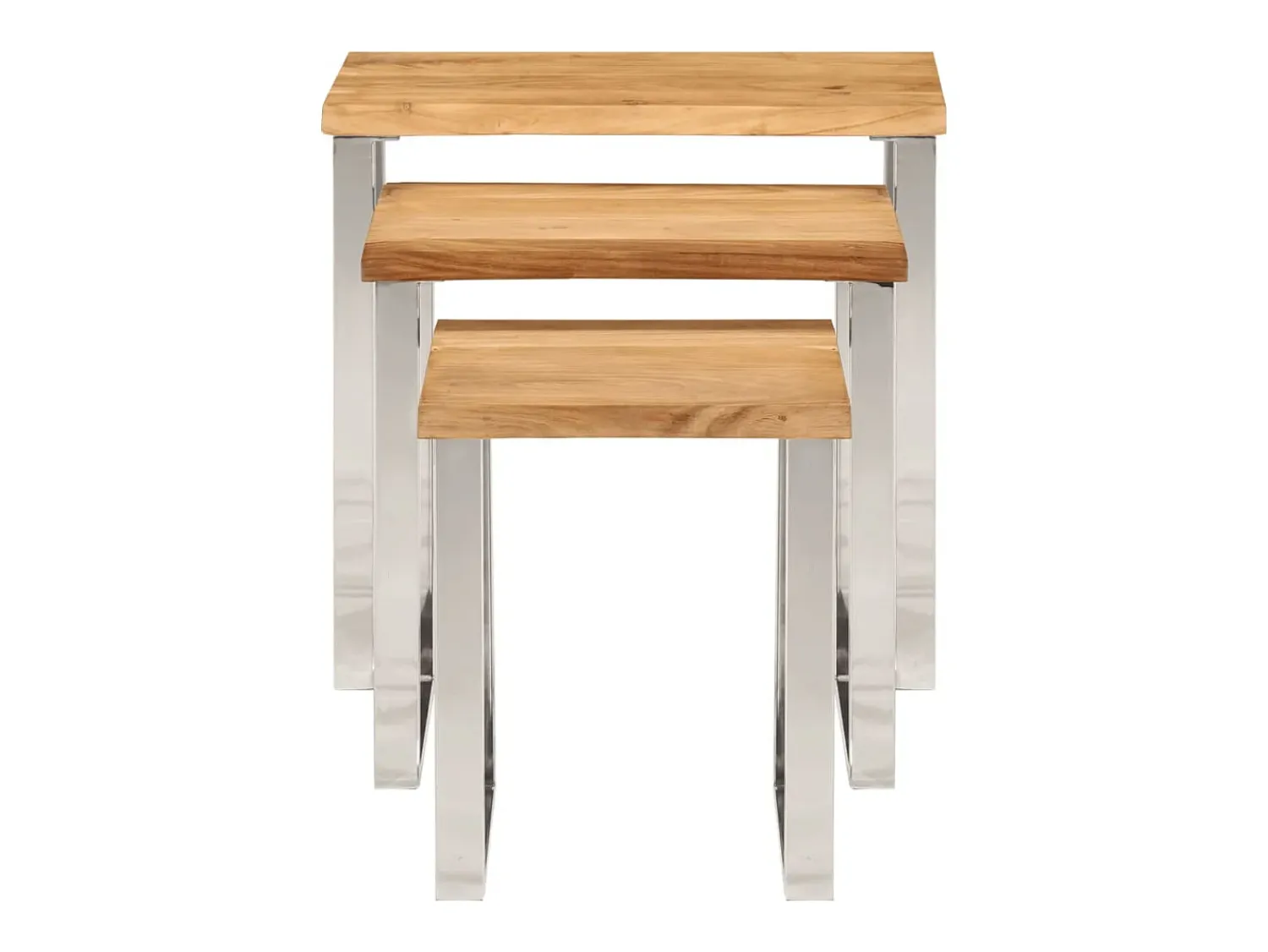 Mesa De Centro| Mesas de encastrar c/ borda viva 3 pcs madeira de acácia maciça PT760333 Castanho