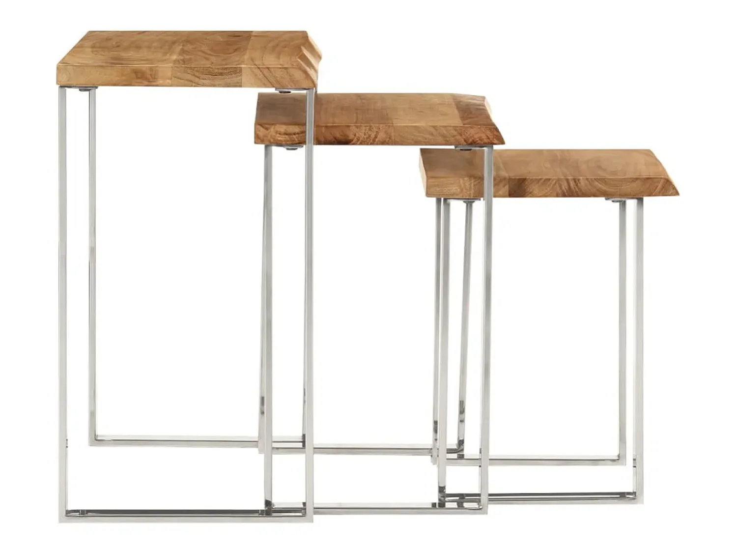Mesa De Centro| Mesas de encastrar c/ borda viva 3 pcs madeira de acácia maciça PT760333 Castanho