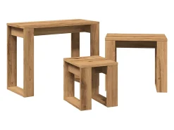 Outlet vidaxl Mesas de encastrar 3pcs derivados de madeira carvalho artisiano Natural claro