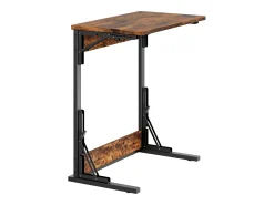 Mesa De Apoio*Hauss Spole Mesas laterais dobráveis ​​- Metal preto e madeira rústica castanha Castanho