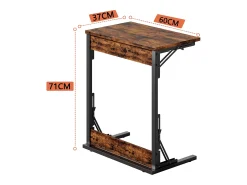Mesa De Apoio*Hauss Spole Mesas laterais dobráveis ​​- Metal preto e madeira rústica castanha Castanho
