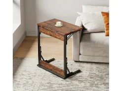 Mesa De Apoio*Hauss Spole Mesas laterais dobráveis ​​- Metal preto e madeira rústica castanha Castanho