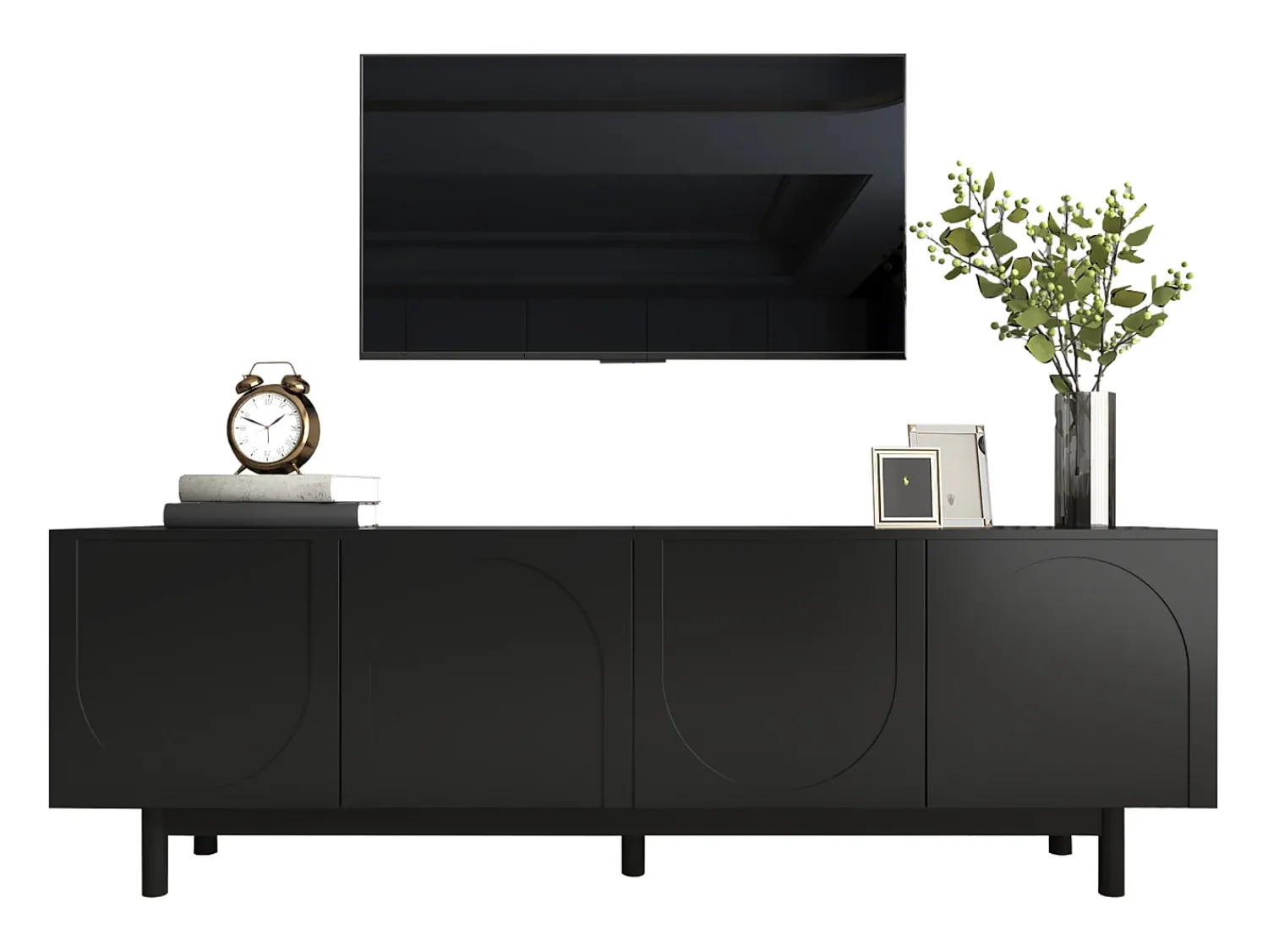 ModernLuxe Meuble TV moderne - avec étagères réglables - en panneaux de particules - Noir^ Móvel De Tv