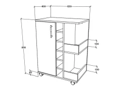 VCM Mobiliário de cozinha servindo carrinho Esilo Branco/antracite A. 85 x L. 63 x P. 40 cm^ Móvel De Arrumação