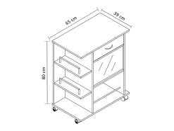VCM Mobiliário de cozinha servindo carrinho Pocis Sonoma Oak A. 80 x L. 65 x P. 39 cm^ Móvel De Arrumação