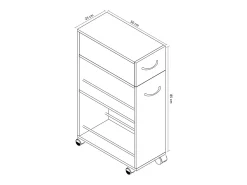 VCM Mobiliário de cozinha servindo carrinho Tusal Branco A. 85 x L. 25 x P. 50 cm^ Móvel De Arrumação