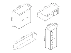 Sale VCM Mobiliário de TV | 4 pcs. Parede viva com espaço de armazenamento suficiente | Armário de TV | Parede montada – Usilo L (Branco / Carvalho de mel) Multicor