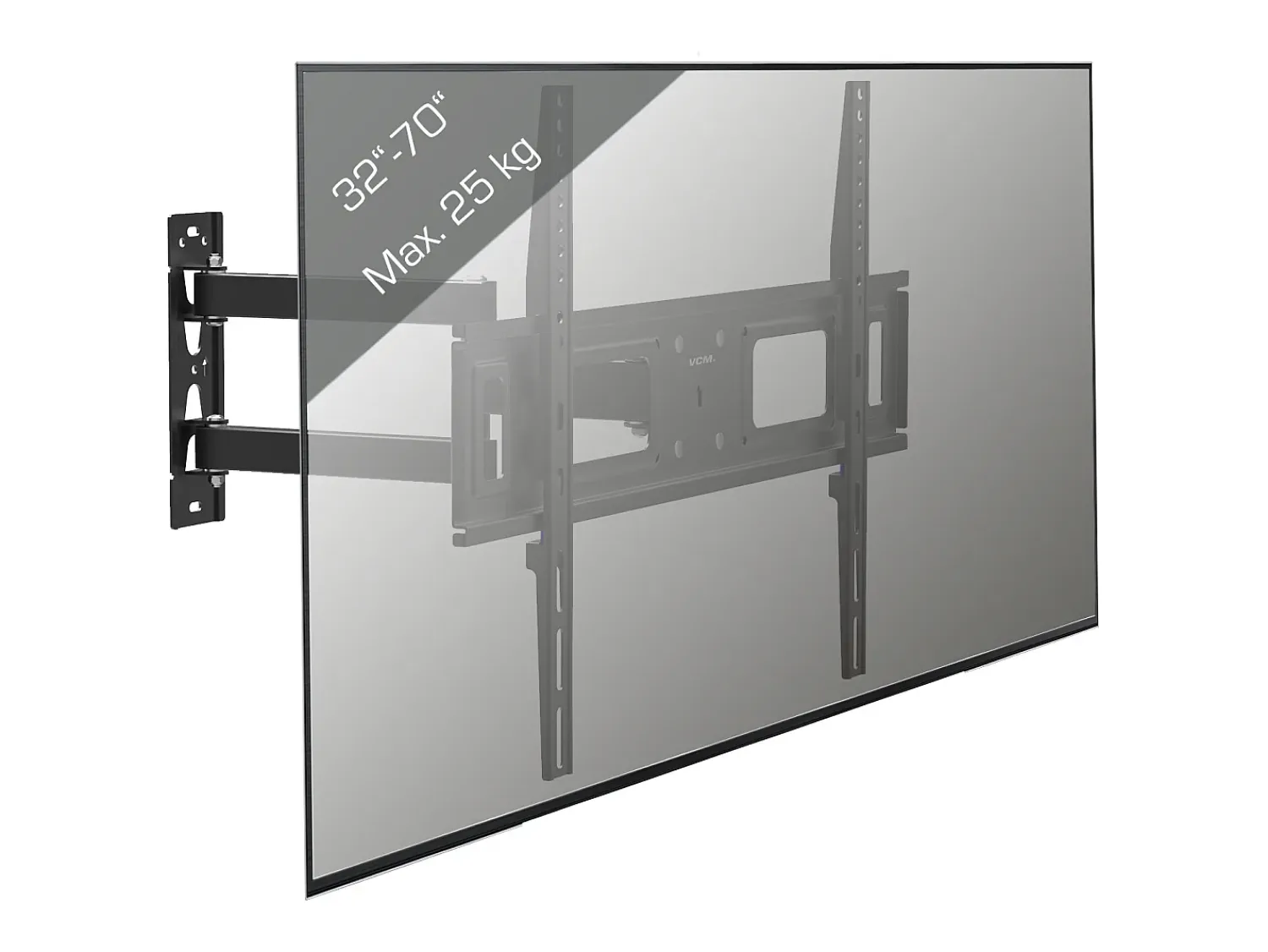 VCM Montagem na parede de TV B-SN600 Preto A. 42 x L. 64 x P. 8 cm^ Móvel De Tv