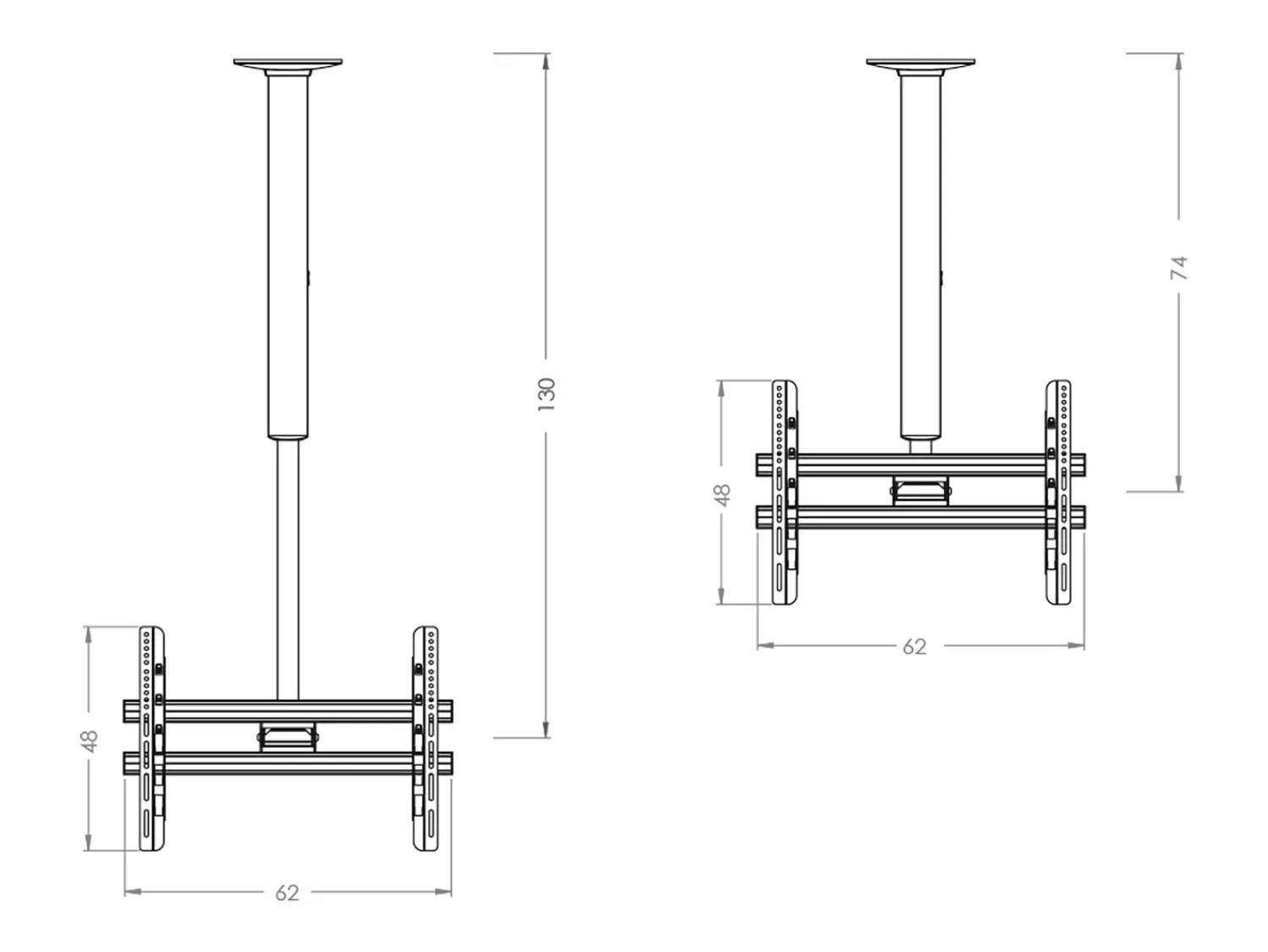 VCM Montagem no teto de TV CM Prata A. 94 x L. 62 x P. 10 cm Multicor