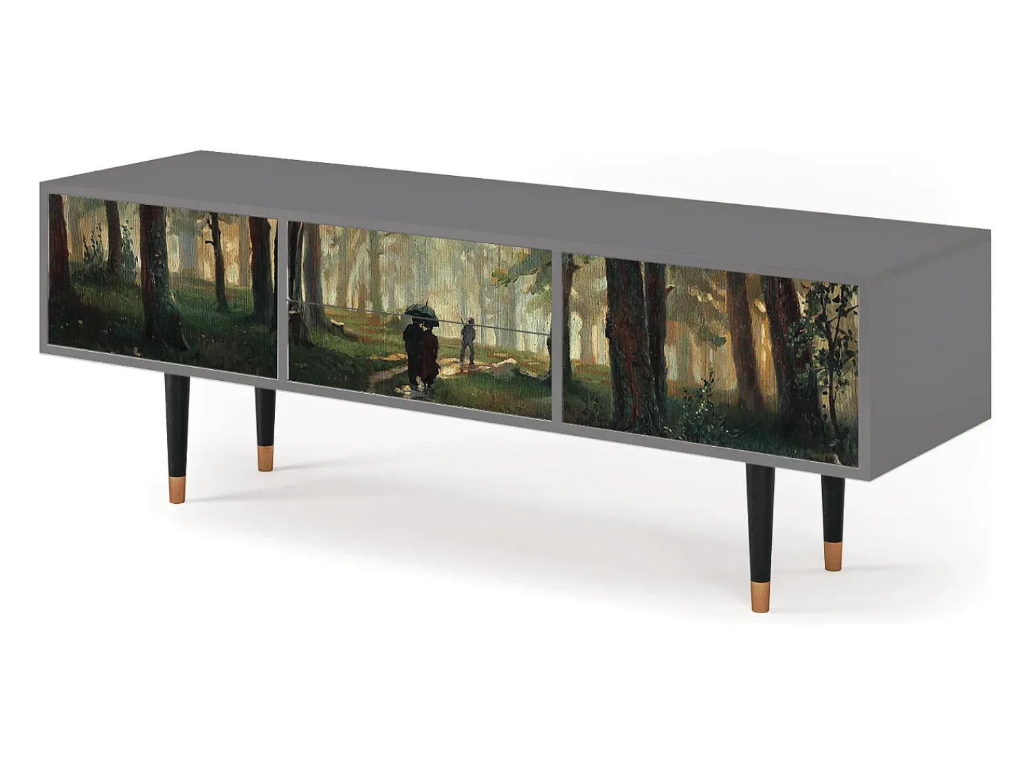 Móvel De Tv| Mueble de TV - 170х59х48 cm - T4 - Rain in the Oak Forest, Cinza Cinzento