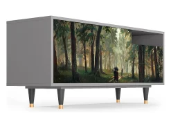 Móvel De Tv| Mueble de TV - 125х56х41 cm - T7 - Rain in the Oak Forest, Cinza Cinzento