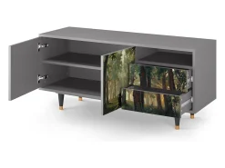 Móvel De Tv| Mueble de TV - 125х56х41 cm - T7 - Rain in the Oak Forest, Cinza Cinzento