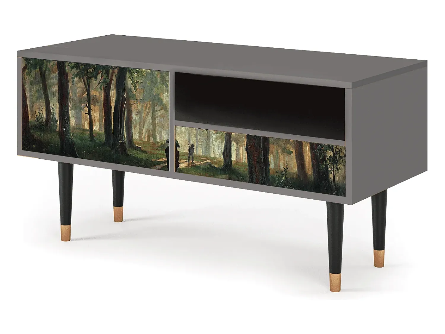 Mueble de TV - 115х59х48 cm - T3 - Rain in the Oak Forest, Cinza^ Móvel De Tv