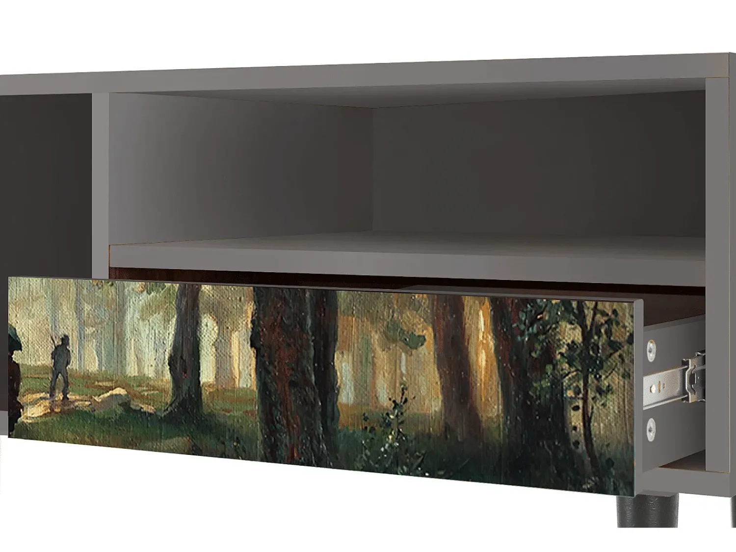 Mueble de TV - 115х59х48 cm - T3 - Rain in the Oak Forest, Cinza^ Móvel De Tv
