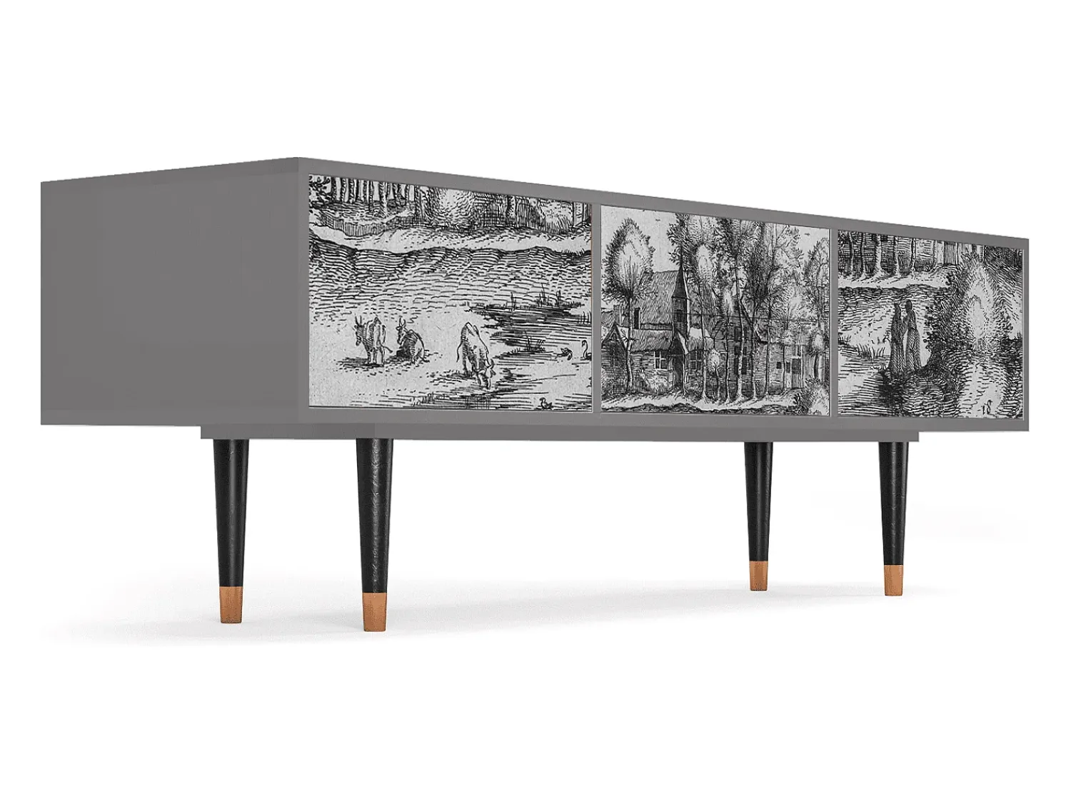 Móvel De Tv* Mueble de TV - 170х59х48 cm - T4 - A Pond, Cinza Cinzento