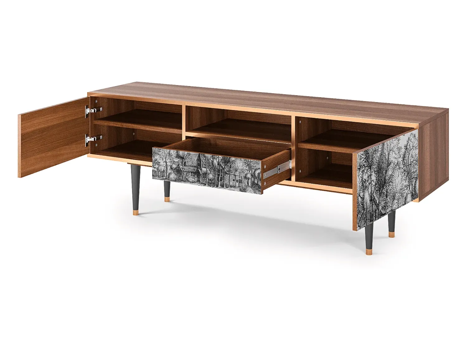 Móvel De Tv* Mueble de TV - 170х59х41 cm - T6 - A Pond, Nogueira Castanho