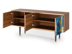Móvel De Tv| Mueble de TV - 150х69х41 cm - T5 - Abstract Expressionism, Nogueira Castanho