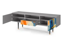 Móvel De Tv* Mueble de TV - 170х59х41 cm - T6 - Abstract Expressionism, Cinza Cinzento