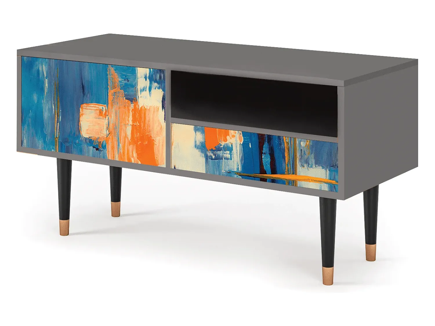 Mueble de TV - 115х59х48 cm - T3 - Abstract Expressionism, Cinza^ Móvel De Tv