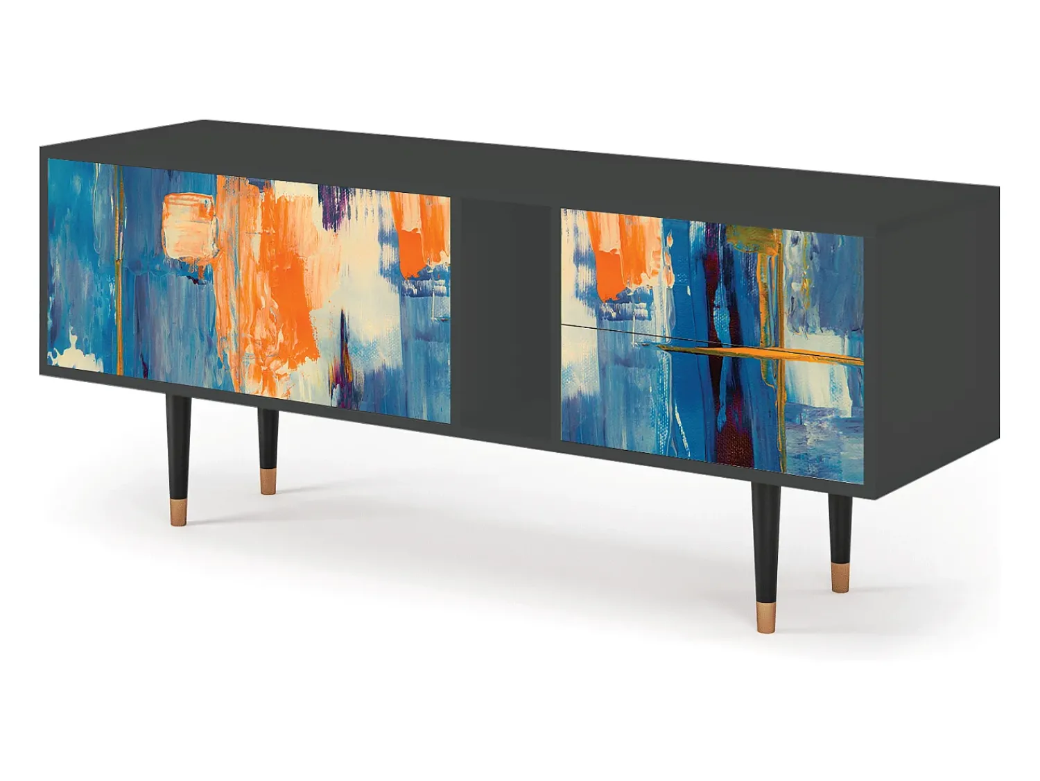 Móvel De Tv* Mueble de TV - 170х69х48 cm - T1 - Abstract Expressionism, Antracite Cinza antracite