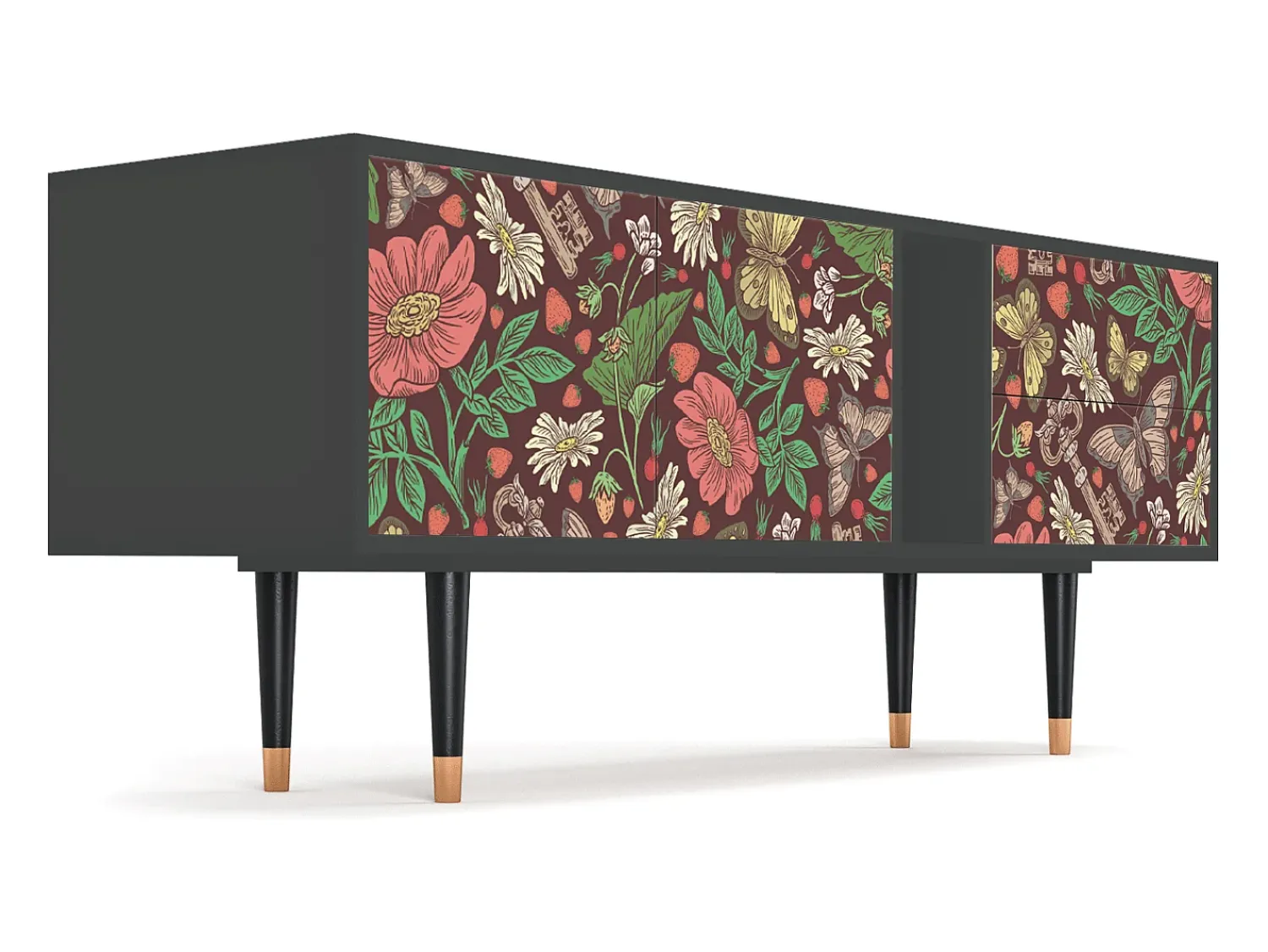Móvel De Tv* Mueble de TV - 170х69х48 cm - T1 - Alice in Wonderland, Antracite Cinza antracite
