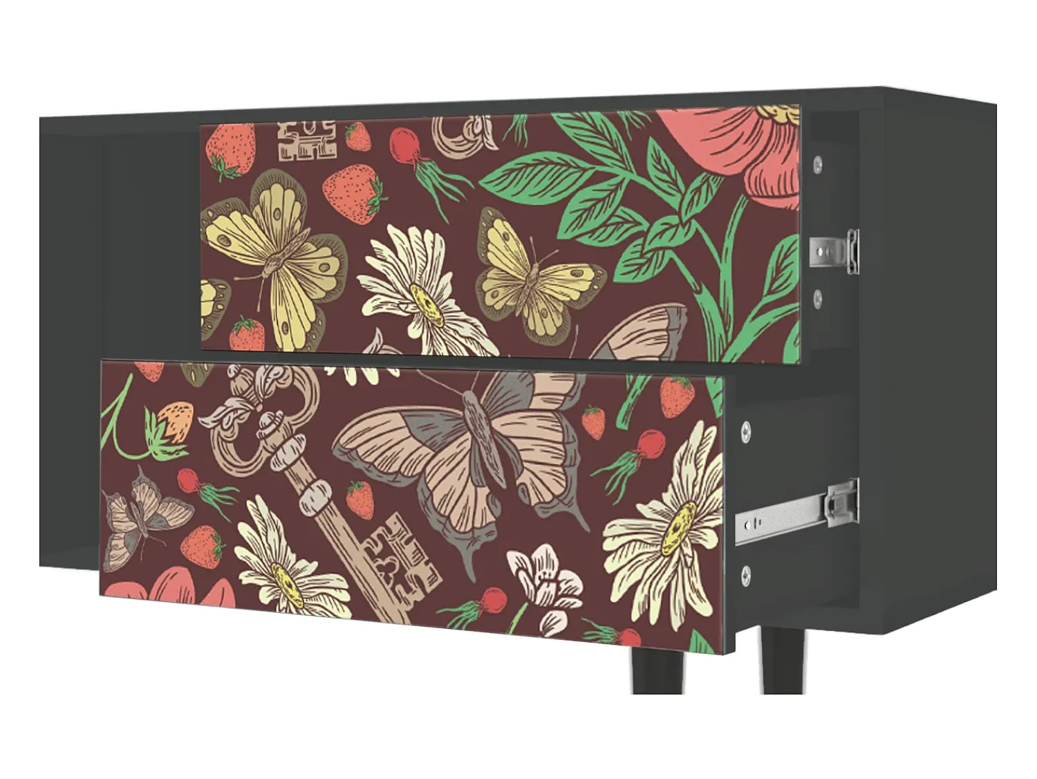 Móvel De Tv* Mueble de TV - 170х69х48 cm - T1 - Alice in Wonderland, Antracite Cinza antracite