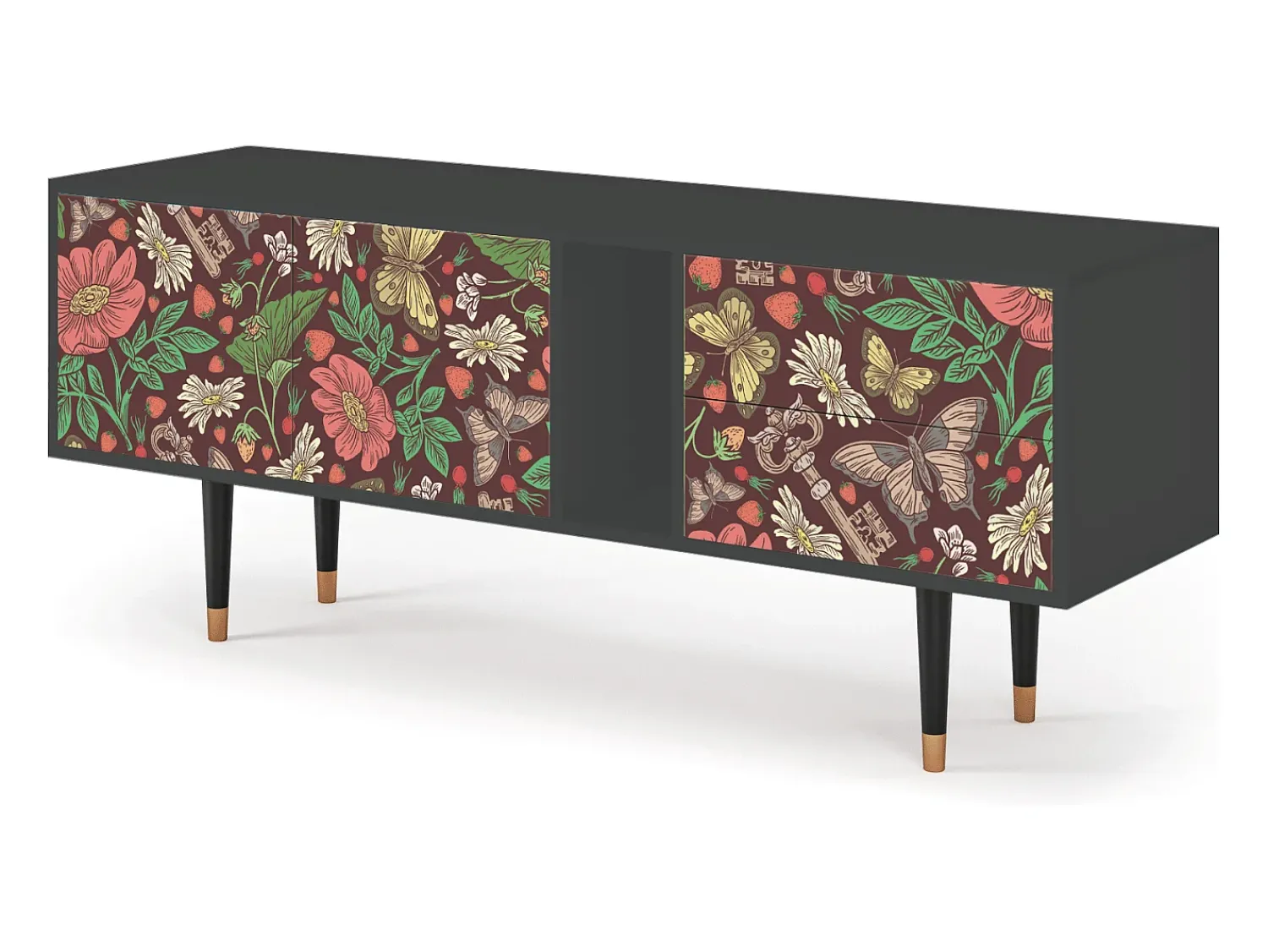 Móvel De Tv* Mueble de TV - 170х69х48 cm - T1 - Alice in Wonderland, Antracite Cinza antracite