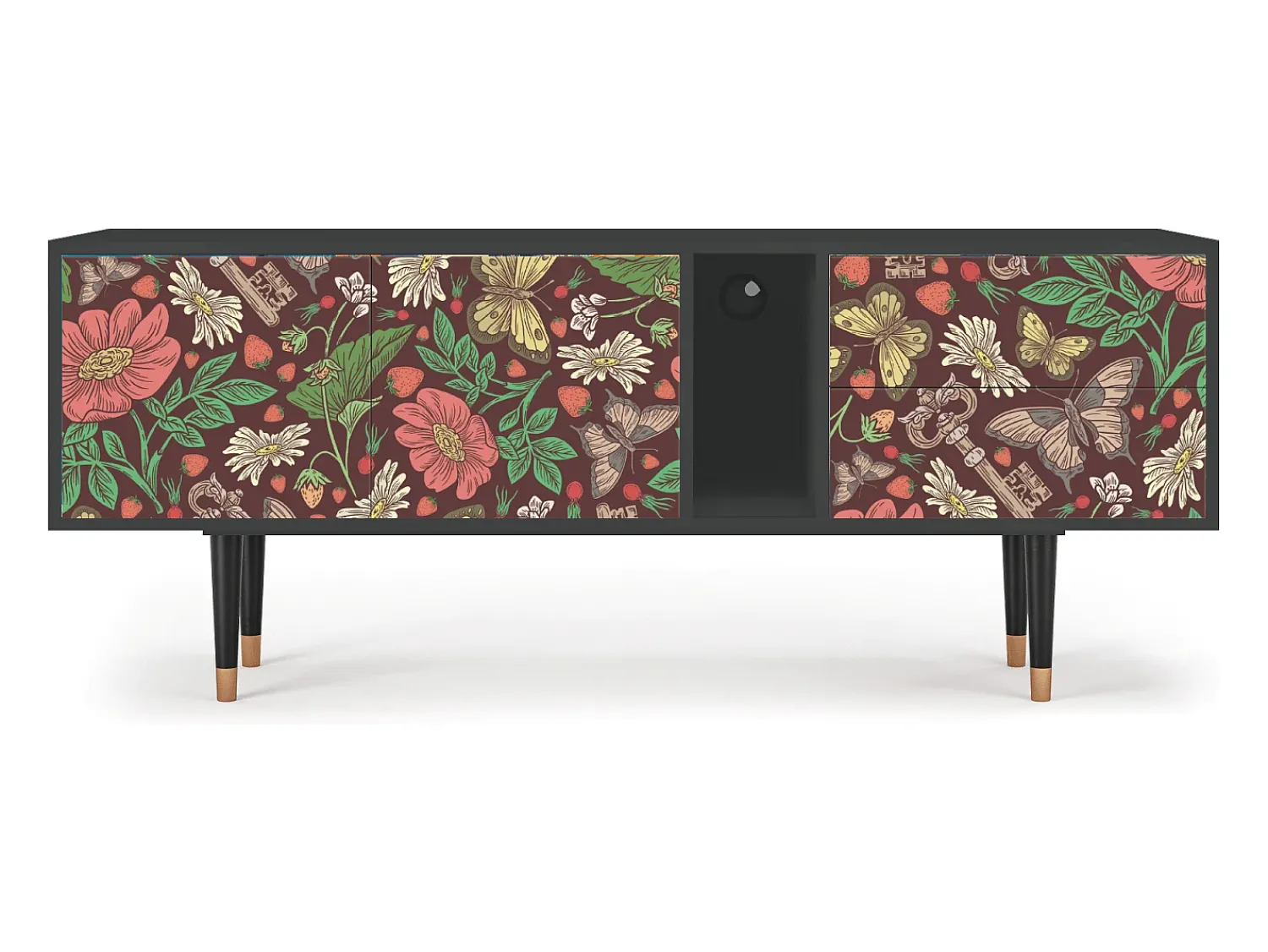 Móvel De Tv* Mueble de TV - 170х69х48 cm - T1 - Alice in Wonderland, Antracite Cinza antracite