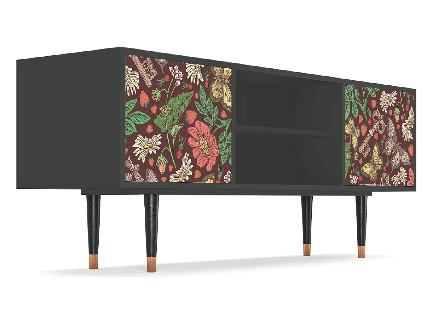Móvel De Tv| Mueble de TV - 170х69х48 cm - T2 - Alice in Wonderland, Antracite Cinza antracite