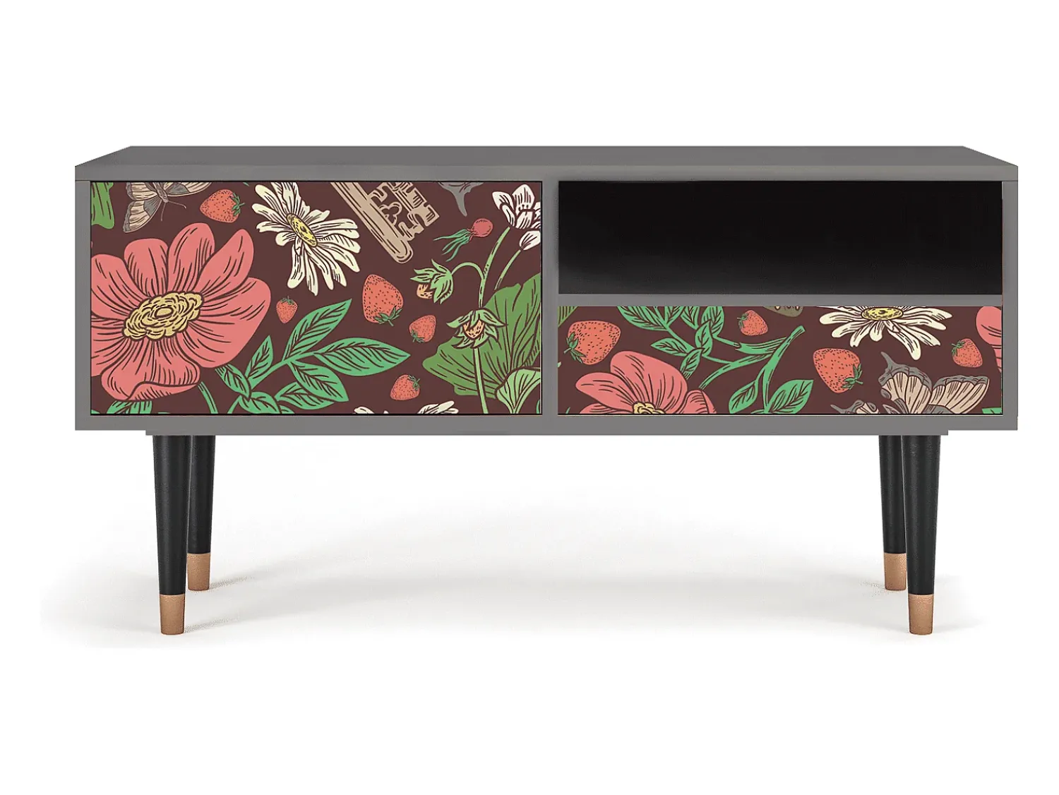 Mueble de TV - 115х59х48 cm - T3 - Alice in Wonderland, Cinza^ Móvel De Tv