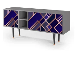 Móvel De Tv| Mueble de TV - 150х69х41 cm - T5 - Aquamarine Getsby, Cinza Cinzento