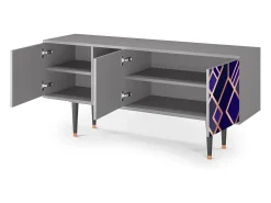 Móvel De Tv| Mueble de TV - 150х69х41 cm - T5 - Aquamarine Getsby, Cinza Cinzento