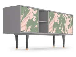Móvel De Tv| Mueble de TV - 150х69х41 cm - T5 - Aquarelle, Cinza Cinzento