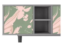 Móvel De Tv| Mueble de TV - 150х69х41 cm - T5 - Aquarelle, Cinza Cinzento