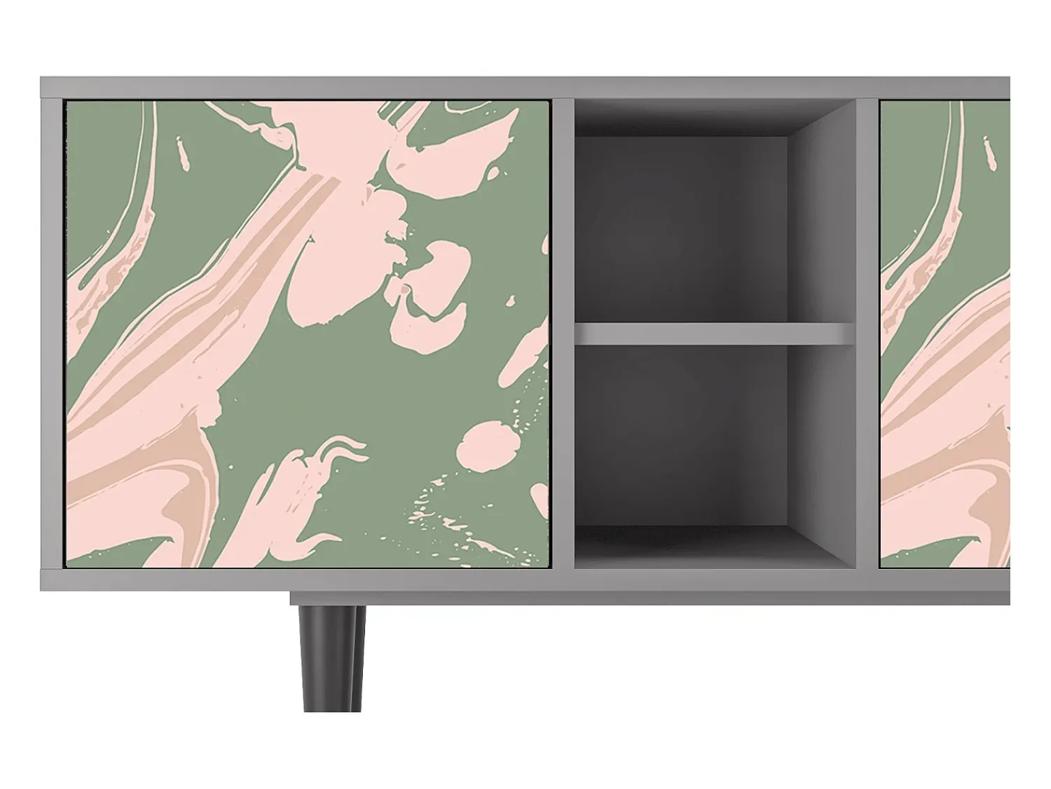 Móvel De Tv| Mueble de TV - 150х69х41 cm - T5 - Aquarelle, Cinza Cinzento