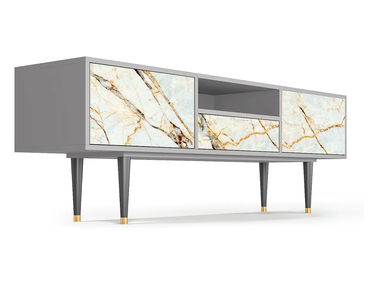 Móvel De Tv| Mueble de TV - 170х59х41 cm - T6 - Areiay Marble, Cinza Cinzento