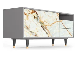 Móvel De Tv| Mueble de TV - 125х56х41 cm - T7 - Areiay Marble, Cinza Cinzento