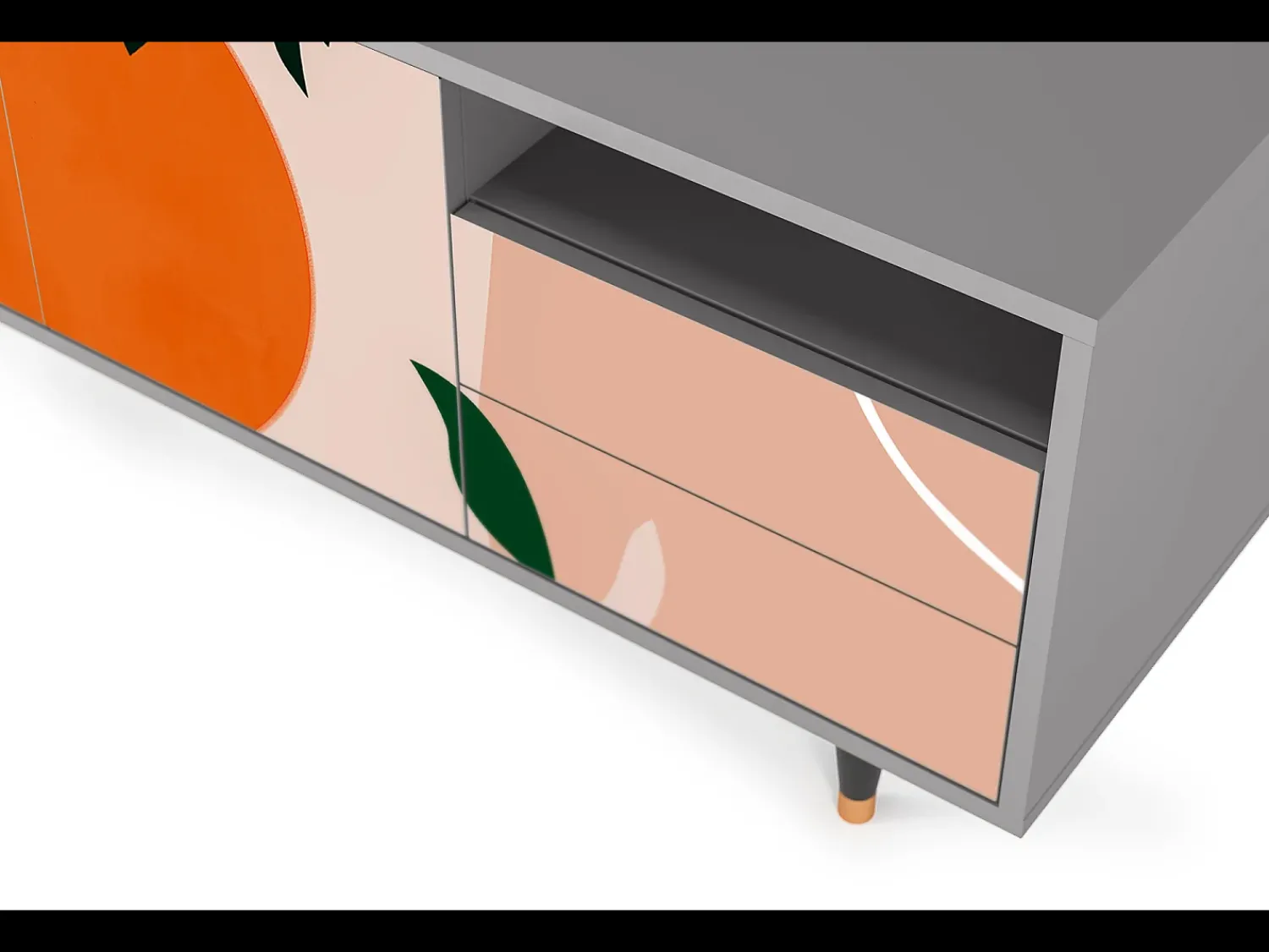 Móvel De Tv| Mueble de TV - 125х56х41 cm - T7 - Artwork, Cinza Cinzento